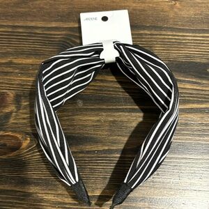 Ardene black and white stripe cloth covered headband new